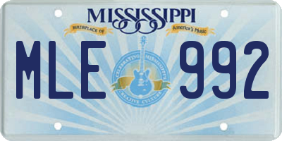 MS license plate MLE992