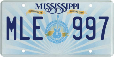 MS license plate MLE997