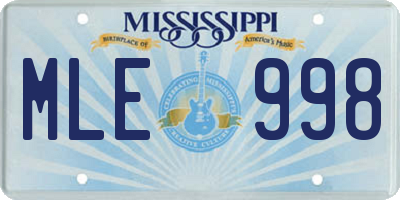 MS license plate MLE998