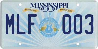 MS license plate MLF003