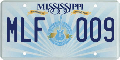 MS license plate MLF009