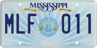 MS license plate MLF011