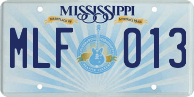 MS license plate MLF013