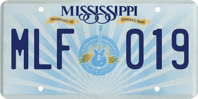 MS license plate MLF019