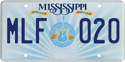 MS license plate MLF020