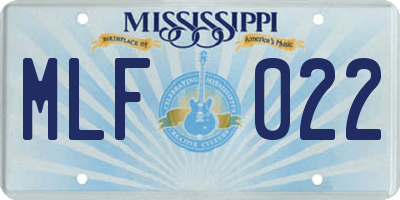 MS license plate MLF022