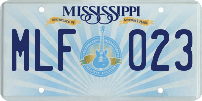 MS license plate MLF023