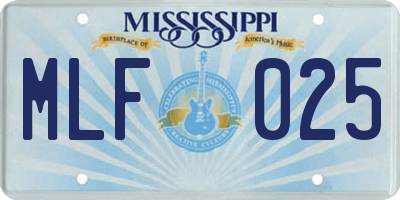 MS license plate MLF025