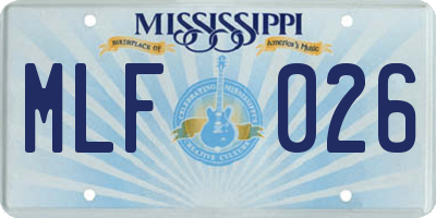 MS license plate MLF026