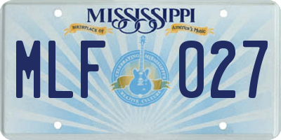MS license plate MLF027