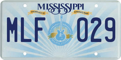 MS license plate MLF029