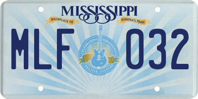 MS license plate MLF032