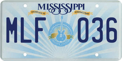 MS license plate MLF036