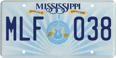 MS license plate MLF038