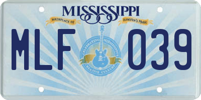 MS license plate MLF039