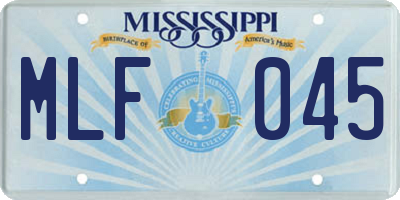 MS license plate MLF045