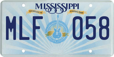 MS license plate MLF058