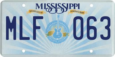 MS license plate MLF063