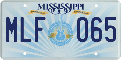 MS license plate MLF065