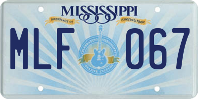 MS license plate MLF067