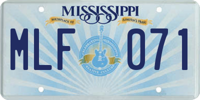 MS license plate MLF071