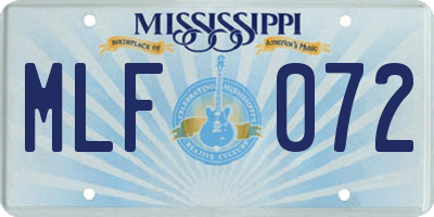 MS license plate MLF072