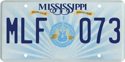 MS license plate MLF073