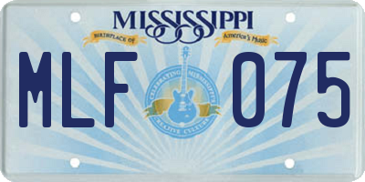 MS license plate MLF075