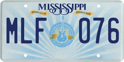 MS license plate MLF076