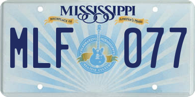 MS license plate MLF077