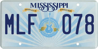 MS license plate MLF078