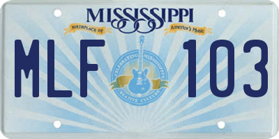 MS license plate MLF103