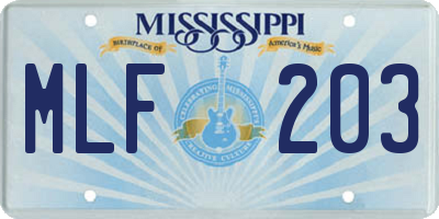 MS license plate MLF203