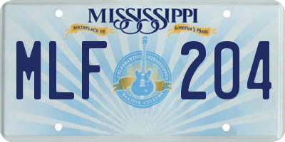 MS license plate MLF204