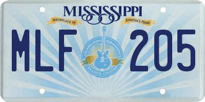 MS license plate MLF205