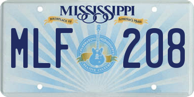 MS license plate MLF208