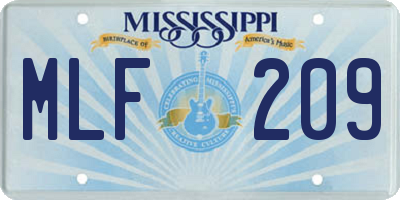 MS license plate MLF209