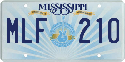 MS license plate MLF210