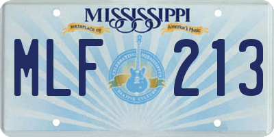 MS license plate MLF213