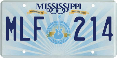 MS license plate MLF214