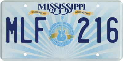 MS license plate MLF216
