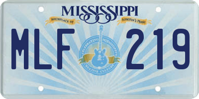 MS license plate MLF219