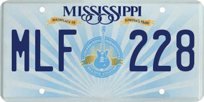 MS license plate MLF228
