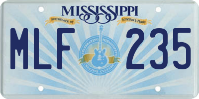 MS license plate MLF235