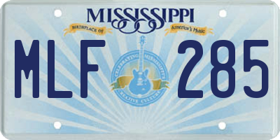 MS license plate MLF285