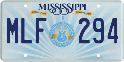 MS license plate MLF294