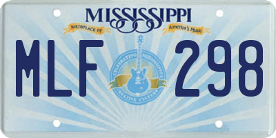 MS license plate MLF298