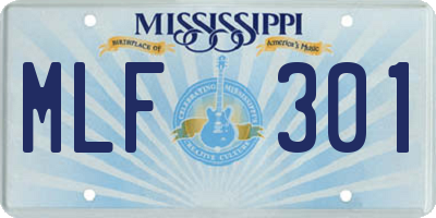 MS license plate MLF301