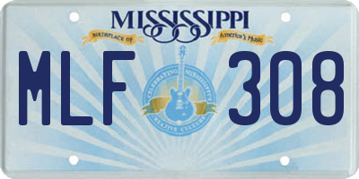 MS license plate MLF308