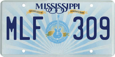 MS license plate MLF309